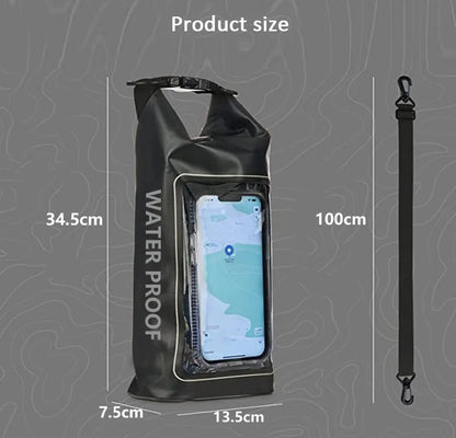 PVC Waterproof Dry Bag 2L - Touch Screen Phone Pouch for Swimming Rafting Surfing Boating - Shoulder Bag