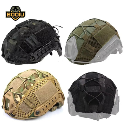 BOOIU Tactical Helmet Cover - Camo Cloth with Velcro for Airsoft Fast Helmets | Military CS Hunting Gear (Cover Only, Helmet Not Included)