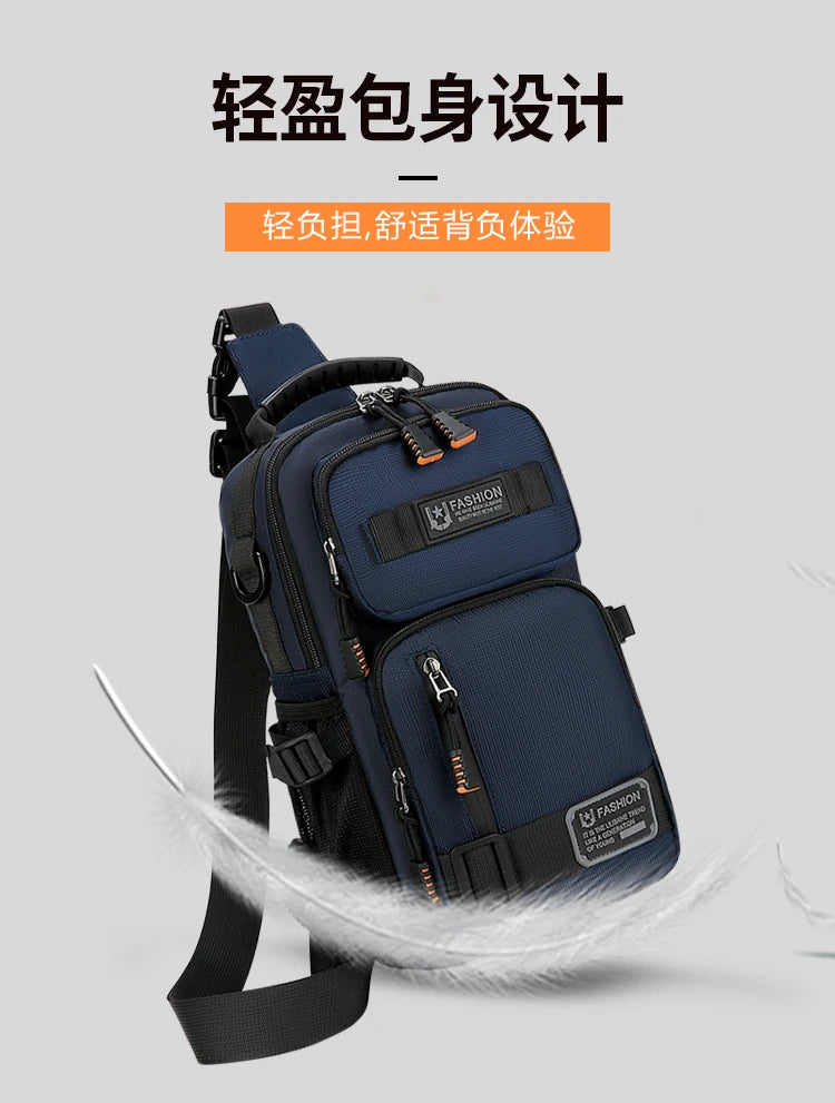 Men's Oxford Chest Pack - Unisex Crossbody Waist Bag with Zipper Pockets