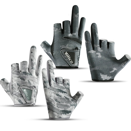 Men's Summer Fishing Gloves - Ice Silk Breathable Three-Finger Cut Design with UV Protection & Anti-Slip Grip (1 Pair)
