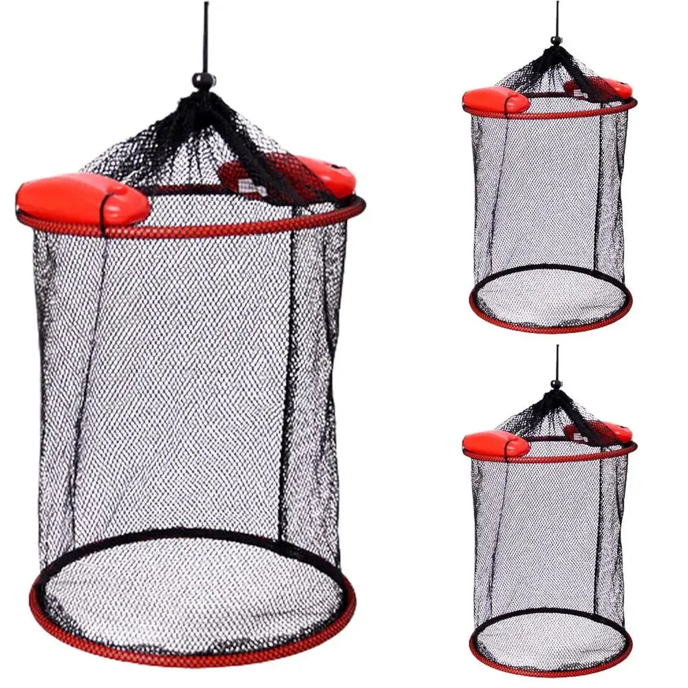 Portable Floating Fishing Net - Thickened Woven Mesh Landing Basket with Anti-Jump Design for Fish, Shrimp & Lobster Storage