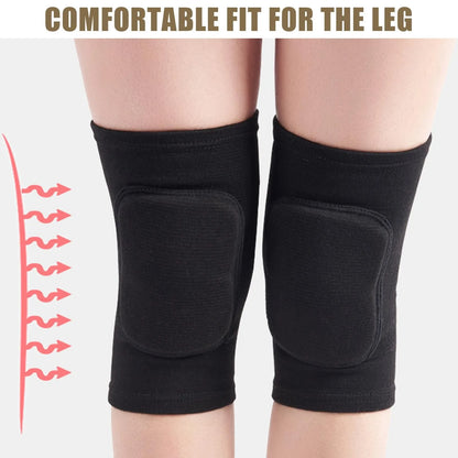 Elastic Knee Support Pads - 2 Pack Compression Knee Protectors with Thickened Sponge for Dance, Workout & Training