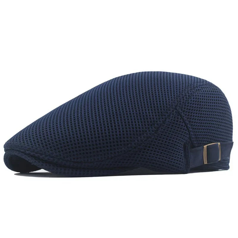 Breathable Mesh Newsboy Cap - Adjustable Flat Cap for Active & Casual Wear