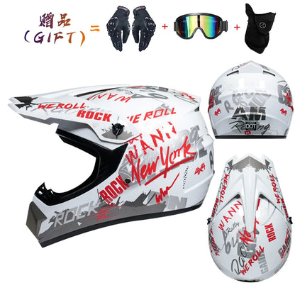 Kids Flip-Up Motorcycle Helmet - Off-Road Motocross ATV Dirt Bike Downhill MTB DH Racing + 3 Free Gifts