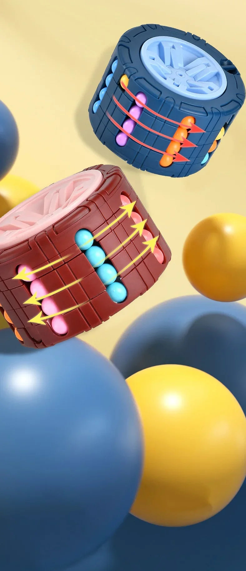 3D Rotating Cube Puzzle Toy - Magical Bean Gyro Slide Game for Stress Relief & Montessori Learning