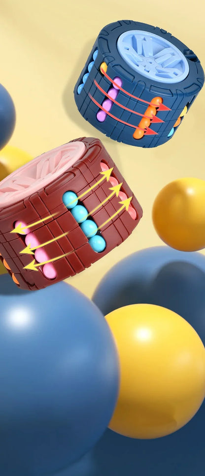 3D Rotating Cube Puzzle Toy - Magical Bean Gyro Slide Game for Stress Relief & Montessori Learning