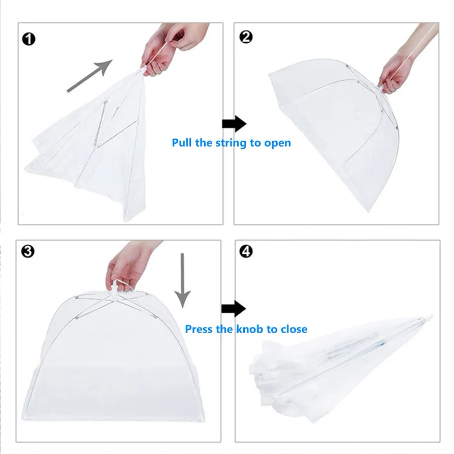 Pop-Up Mesh Food Cover - Collapsible Insect Protection Tent for Outdoor Dining