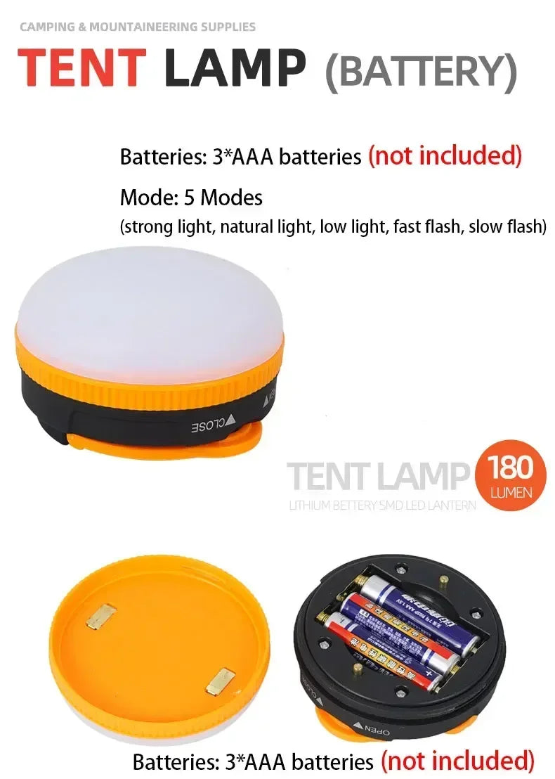 Portable 10W COB+LED Outdoor Lantern - 1800mAh USB Rechargeable Camping Light for Hiking, Fishing & Night Adventures