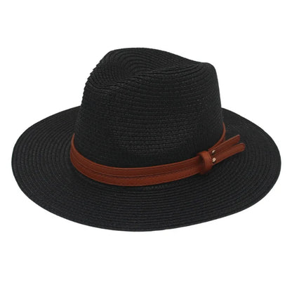 Breathable Straw Panama Hat - European American Style Jazz Sun Hat for Beach & Leisure