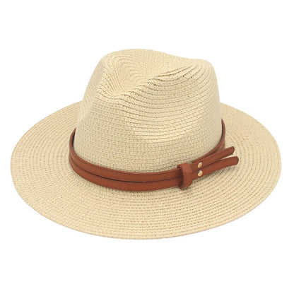 Breathable Straw Panama Hat - European American Style Jazz Sun Hat for Beach & Leisure
