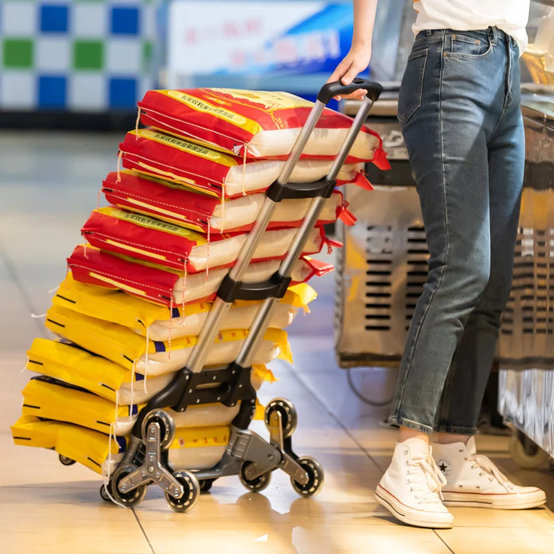 GIANXI Aluminum Alloy Folding Shopping Cart - Lightweight Stair Climbing Grocery Trolley