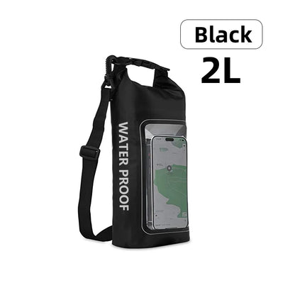 PVC Waterproof Dry Bag 2L - Touch Screen Phone Pouch for Swimming Rafting Surfing Boating - Shoulder Bag