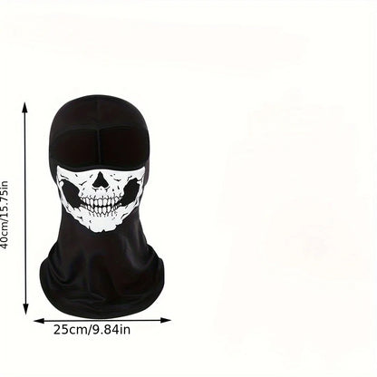 Full Face Balaclava with Skull Print - Windproof Mask for Cycling, Skiing & Motorcycle Riding