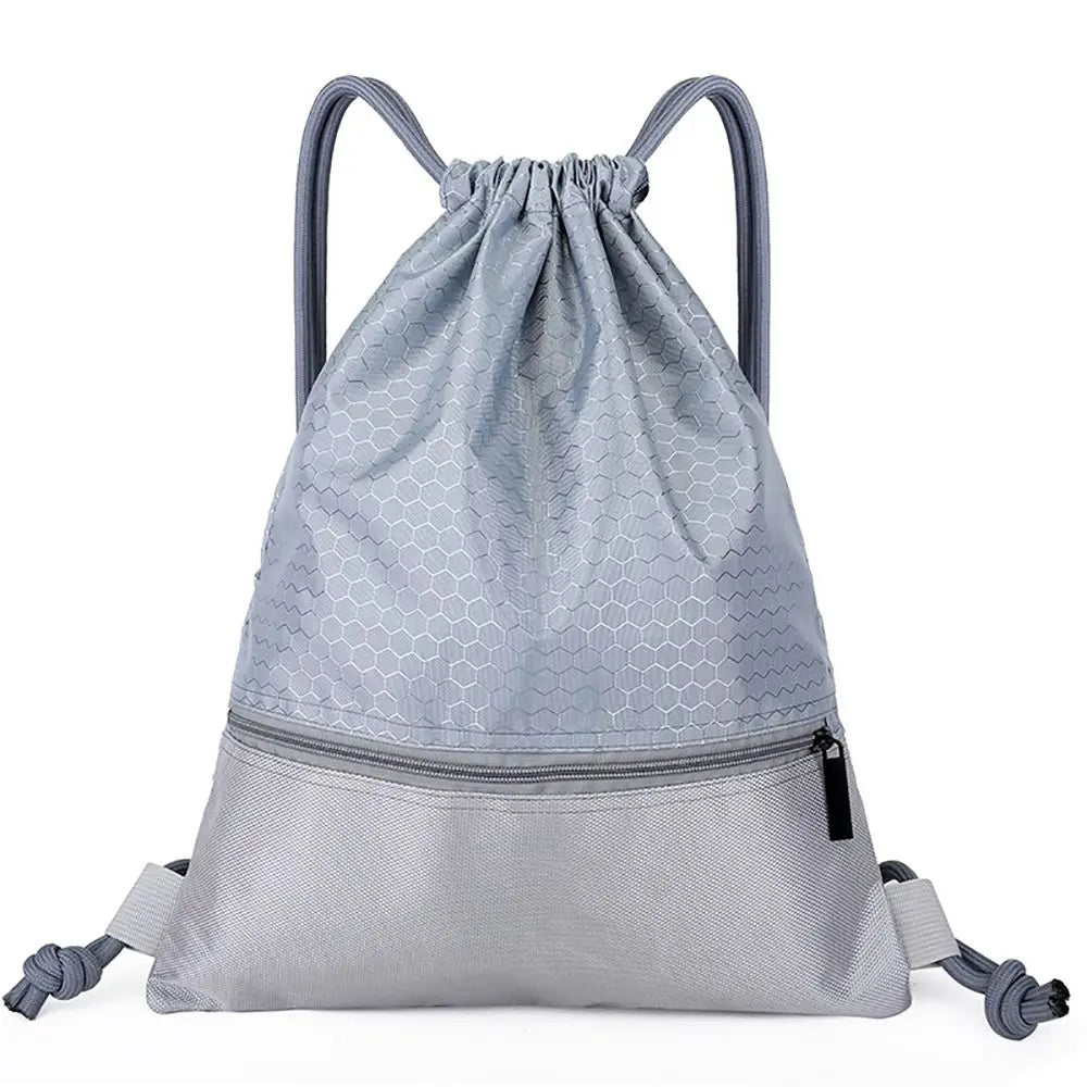 Waterproof Drawstring Sports Backpack with Zipper Pocket - Lightweight Gym Sackpack for Basketball & Training