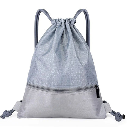 Waterproof Drawstring Sports Backpack with Zipper Pocket - Lightweight Gym Sackpack for Basketball & Training
