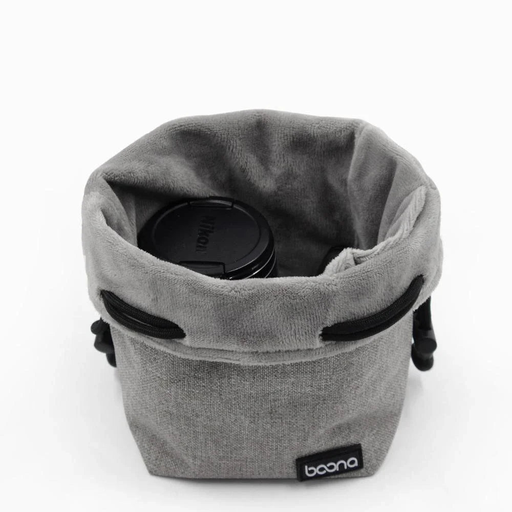Camera Lens Bag - Waterproof Drawstring Pouch with Fleece Protection for DSLR Cameras