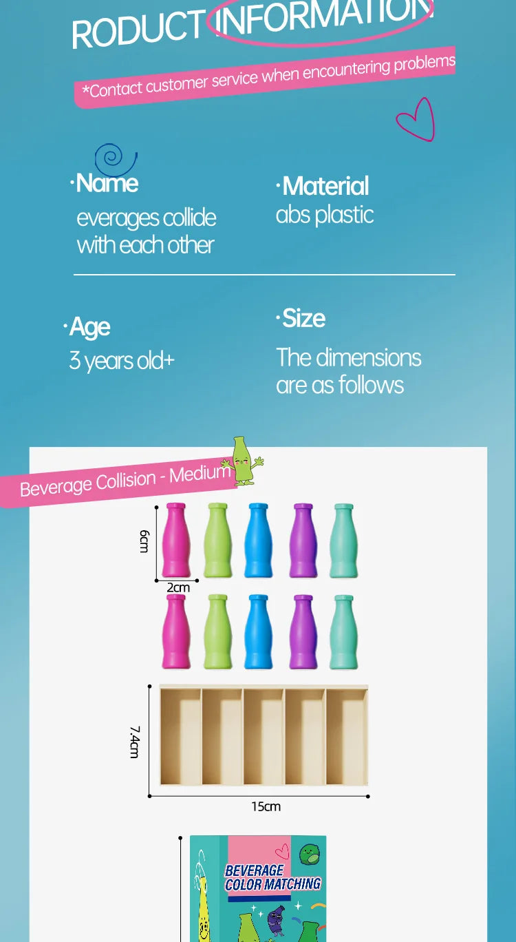 Children's Beverage Color Matching Memory Game - Interactive Board Puzzle Toy