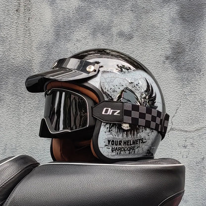 Retro 3/4 Open-Face Motorcycle Helmet - Semi-Open Cross-Country Winter Riding Helmet