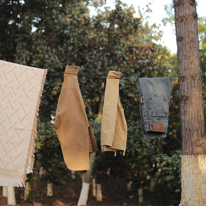 Windproof Elastic Travel Clothesline 3M with 12 Clips - Portable Stretch Laundry Line for Camping, Hotel, Trip & Cruise