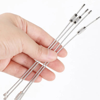 Tactical EDC Keychain Kit - 10PCS 15CM Multi-Tool Set with 304 Stainless Steel Wire Rope Keyring for Outdoor Camping & Travel