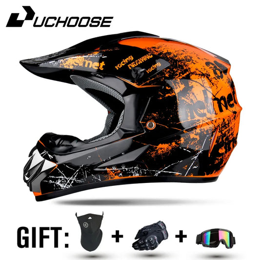 DOT Certified Professional Off-Road Motorcycle Helmet - Adults & Children - Downhill Racing Motor Helmet with Free Gift