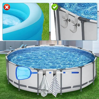 Adjustable Pool Pole Hooks - 2/3-Hook Swimming Pool Equipment Hanger for Telescopic Skimmer Poles and Pool Accessories