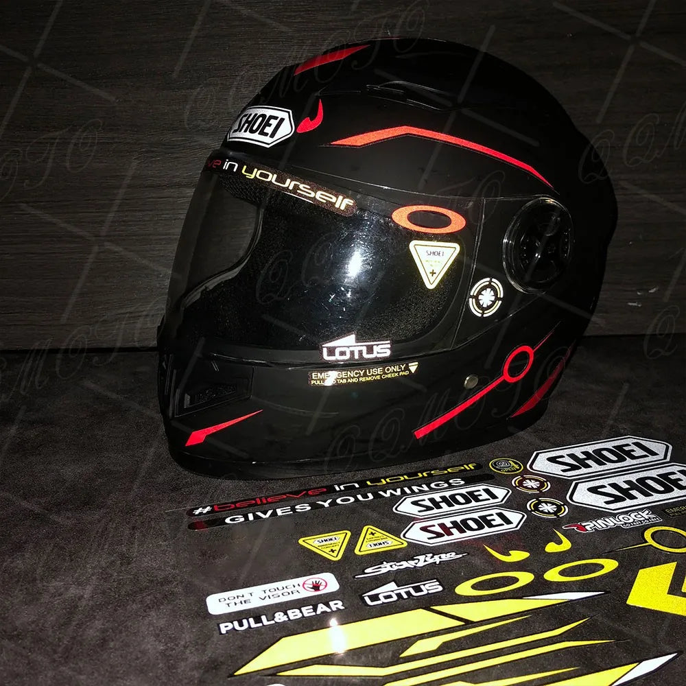 Reflective Motorcycle Helmet Visor Sticker - Waterproof Racing Decals for SHOEI, HJC, KYT Helmets
