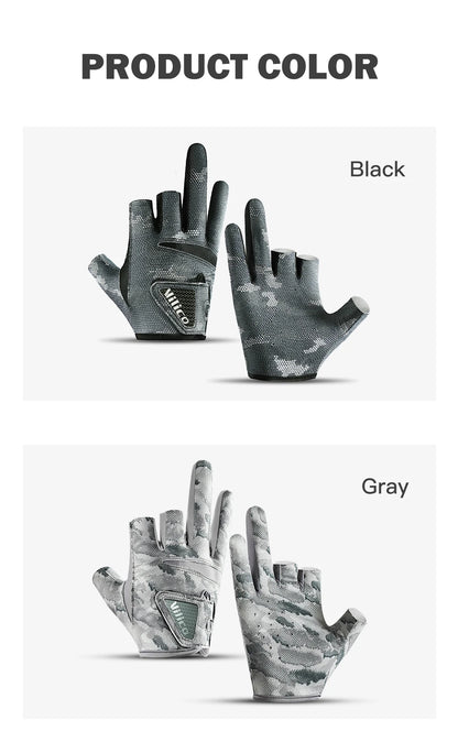 Men's Summer Fishing Gloves - Ice Silk Breathable Three-Finger Cut Design with UV Protection & Anti-Slip Grip (1 Pair)