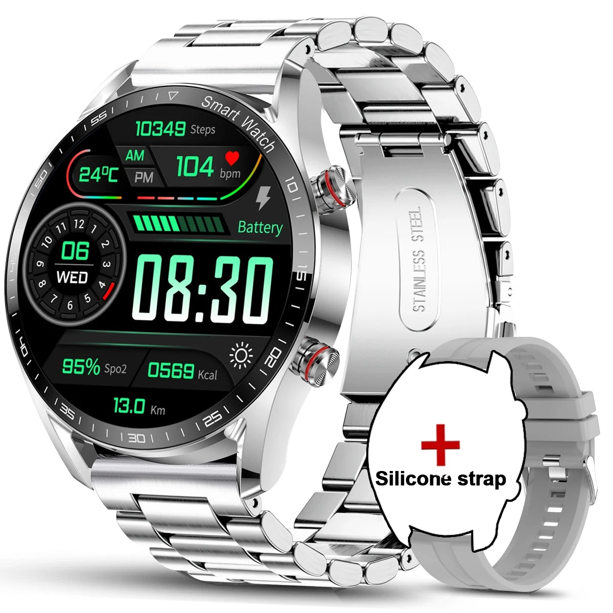 1.53" Full Touch Screen Smart Watch - Multi-Sport Mode with ECG+PPG, Waterproof & Bluetooth Call