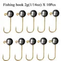 Mini Jig Head Fishing Hooks Set - 10 Pieces, 1g-5g Weight Range, Ice Fishing Tackle with Soft Lure Compatibility