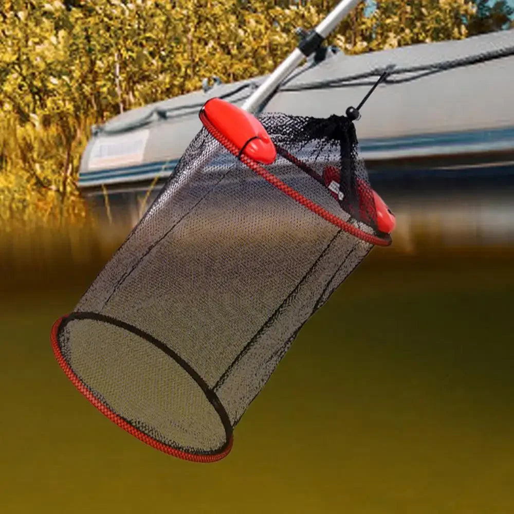 Portable Floating Fishing Net - Thickened Woven Mesh Landing Basket with Anti-Jump Design for Fish, Shrimp & Lobster Storage
