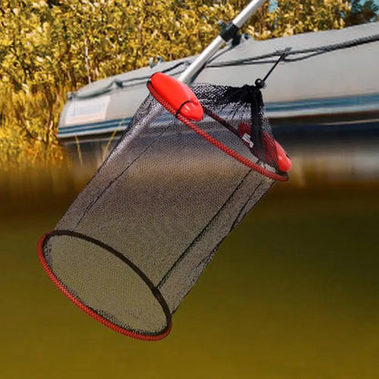 Portable Floating Fishing Net - Thickened Woven Mesh Landing Basket with Anti-Jump Design for Fish, Shrimp & Lobster Storage
