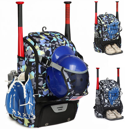 Youth Baseball Softball Backpack - Large Capacity Equipment Bag with Shoe Compartment