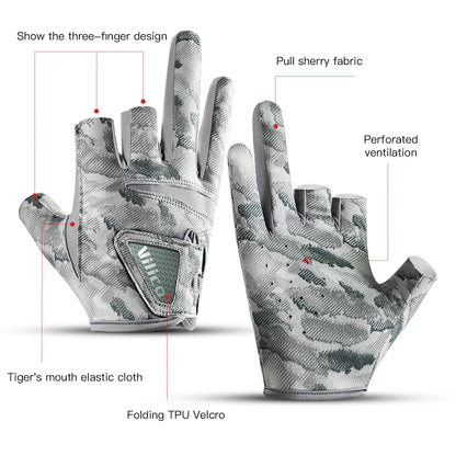 Men's Summer Fishing Gloves - Ice Silk Breathable Three-Finger Cut Design with UV Protection & Anti-Slip Grip (1 Pair)
