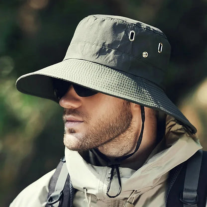 Men's Summer Fisherman Bucket Hat - Wide Brim Sun Protection Cap for Outdoor Activities