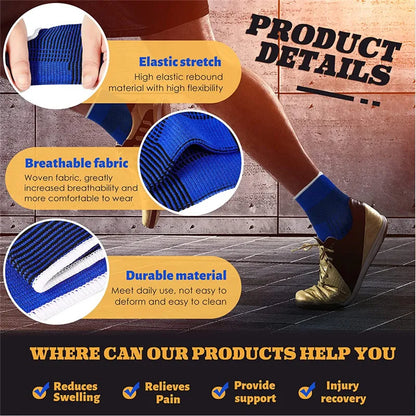 Elastic Ankle Brace Support - Super Soft Protection Guard for Gym Running Sports Fitness (1 Pair)