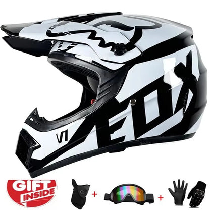 Kids Motocross Helmet Kit - DOT/ECE Certified Full-Face Helmet with Goggles & Gloves (Youth Off-Road Protection Set)