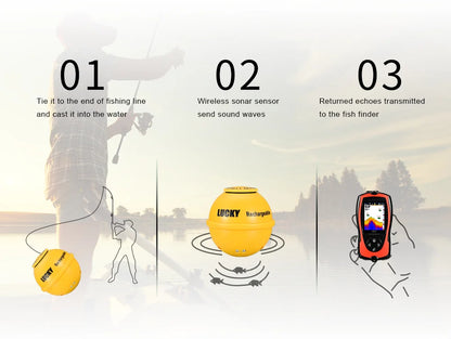 Wireless Fish Finder - Rechargeable Sonar Sensor 45M Depth for Portable Fishing