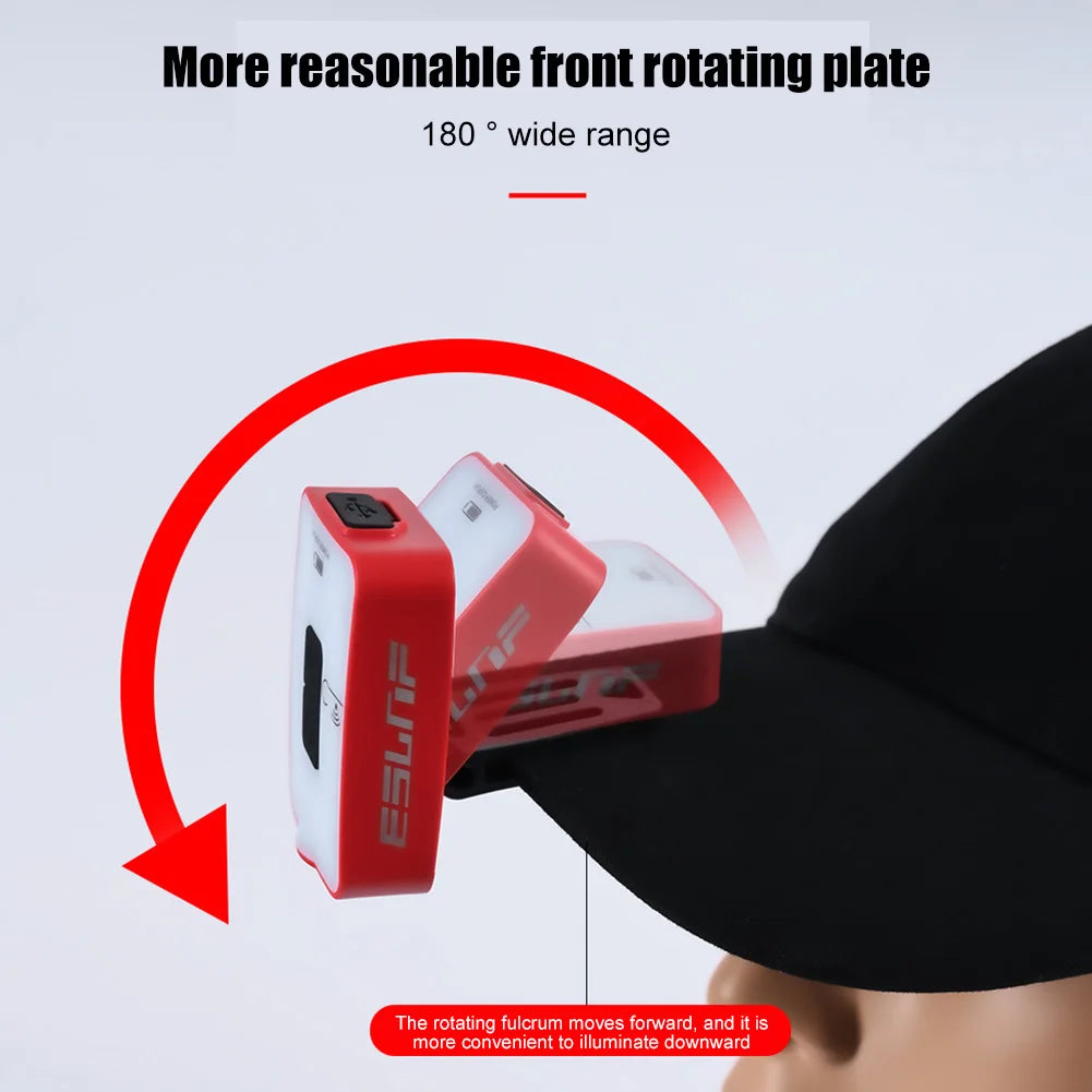Rechargeable LED Hat Clip Light - XPG+COB 200LM Outdoor Headlamp with 1200mAh Battery, USB/Type-C Charging for Hiking, Emergency & Car Use