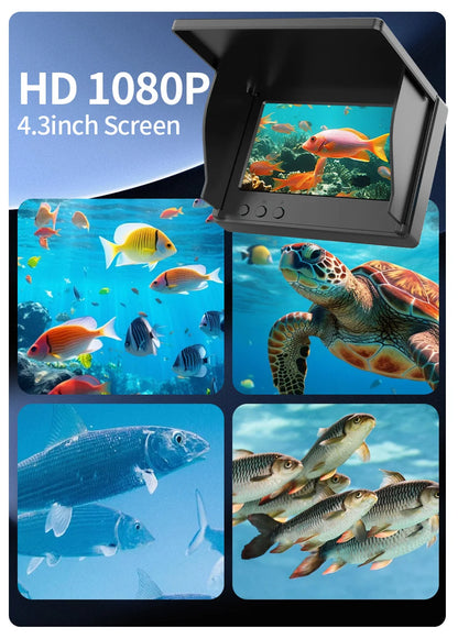 Handheld Fish Finder with 4.3 Inch 1080P LCD Display - Portable Underwater Fishing Camera with 120° View and Night Vision
