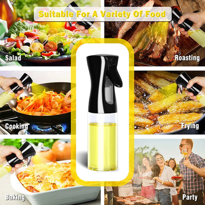 Multi-Size Oil Spray Bottle Set (200ml/300ml/500ml) - BBQ Cooking Olive Oil Sprayer for Kitchen Baking, Empty Refillable Vinegar Bottle with Oil Brush