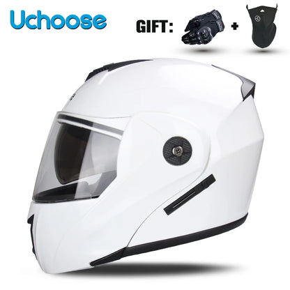 DOT Certified Modular Flip-Up Motorcycle Helmet - Dual Visor Cross-Country Safety Helmet - Unisex