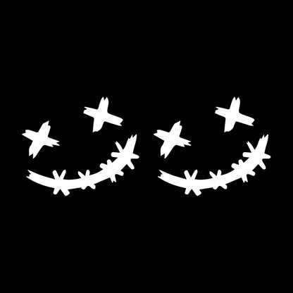 Reflective Smiley Motorcycle Stickers - 2PCS/SET Safety Decals for Enhanced Night Visibility