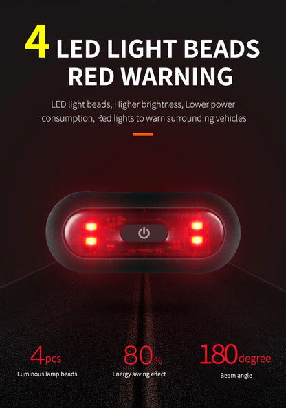 Waterproof LED Helmet Taillight - 4 Lamp Rechargeable Safety Warning Light for Motorcycle & Bicycle