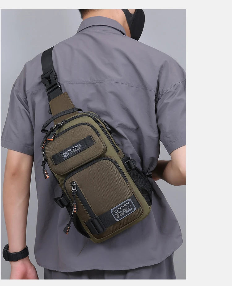 Men's Oxford Chest Pack - Unisex Crossbody Waist Bag with Zipper Pockets