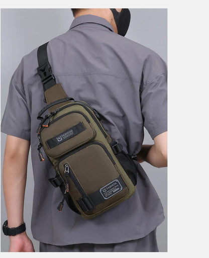 Men's Oxford Chest Pack - Unisex Crossbody Waist Bag with Zipper Pockets