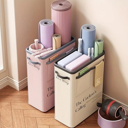 Yoga Mat & Fitness Equipment Storage Basket - Household Foam Roller Rack with Sewn Edge