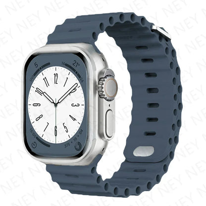 Ocean Strap Silicone Band for Apple Watch - Compatible with Ultra 2, Series 9/8/7/6/5/4/3/SE - All Sizes (49mm, 45mm, 44mm, 42mm, 41mm, 40mm) - Premium Silicone Bracelet Wristband