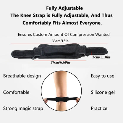 Adjustable Patella Knee Support Strap - Pain Relief for Running, Basketball & Sports