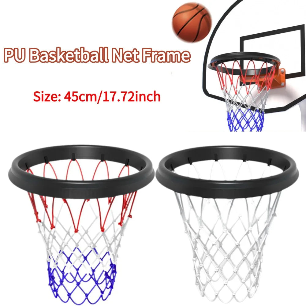Portable Basketball Net - 45cm/17.72" TPU Professional Hoop Frame - Universal Rimless Basket Accessory